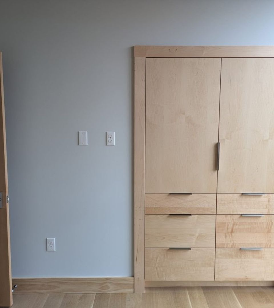 custom maple armoire with freestanding bedroom storage cabinet